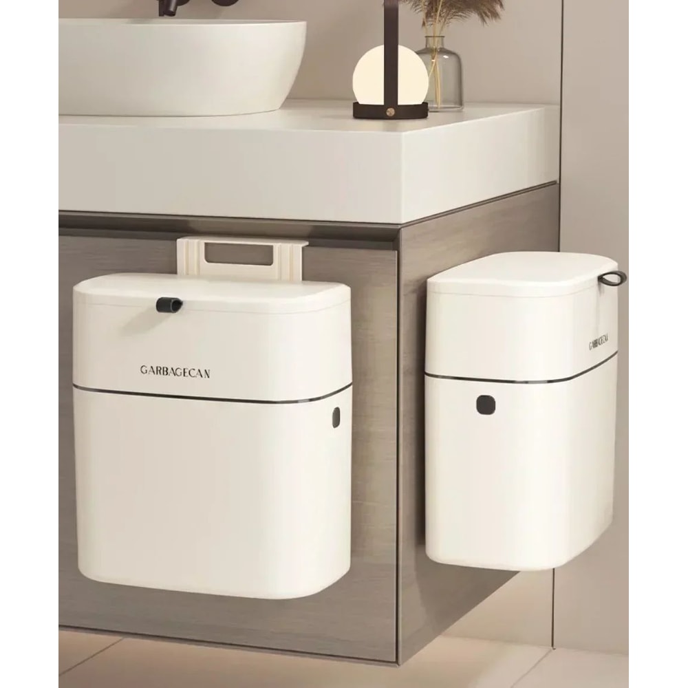 Hanging Trash Bin With Lid Large Capacity Kitchen Organizer 7