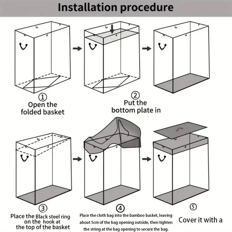 Foldable Bamboo Laundry Basket Large Capacity Storage Organizer 5