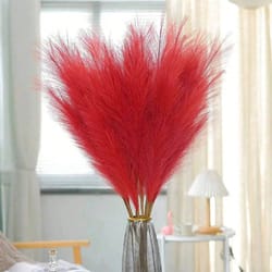 artificial pampas grass red faux reeds decor 55cm set