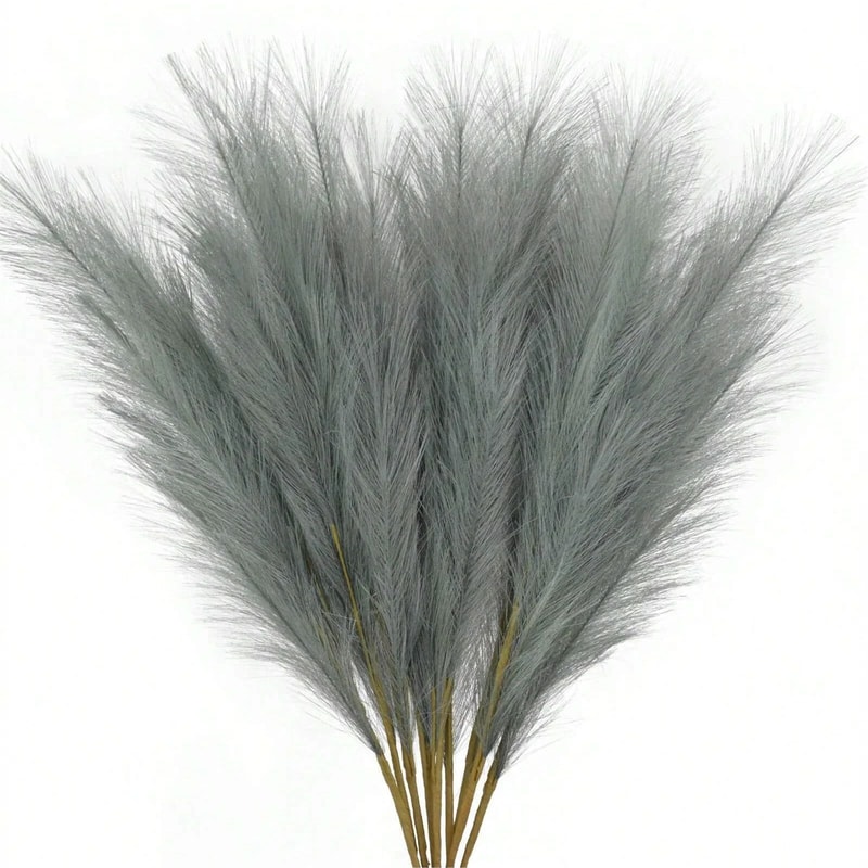 Artificial Pampas Grass Red Faux Reeds Decor 55cm Set 8