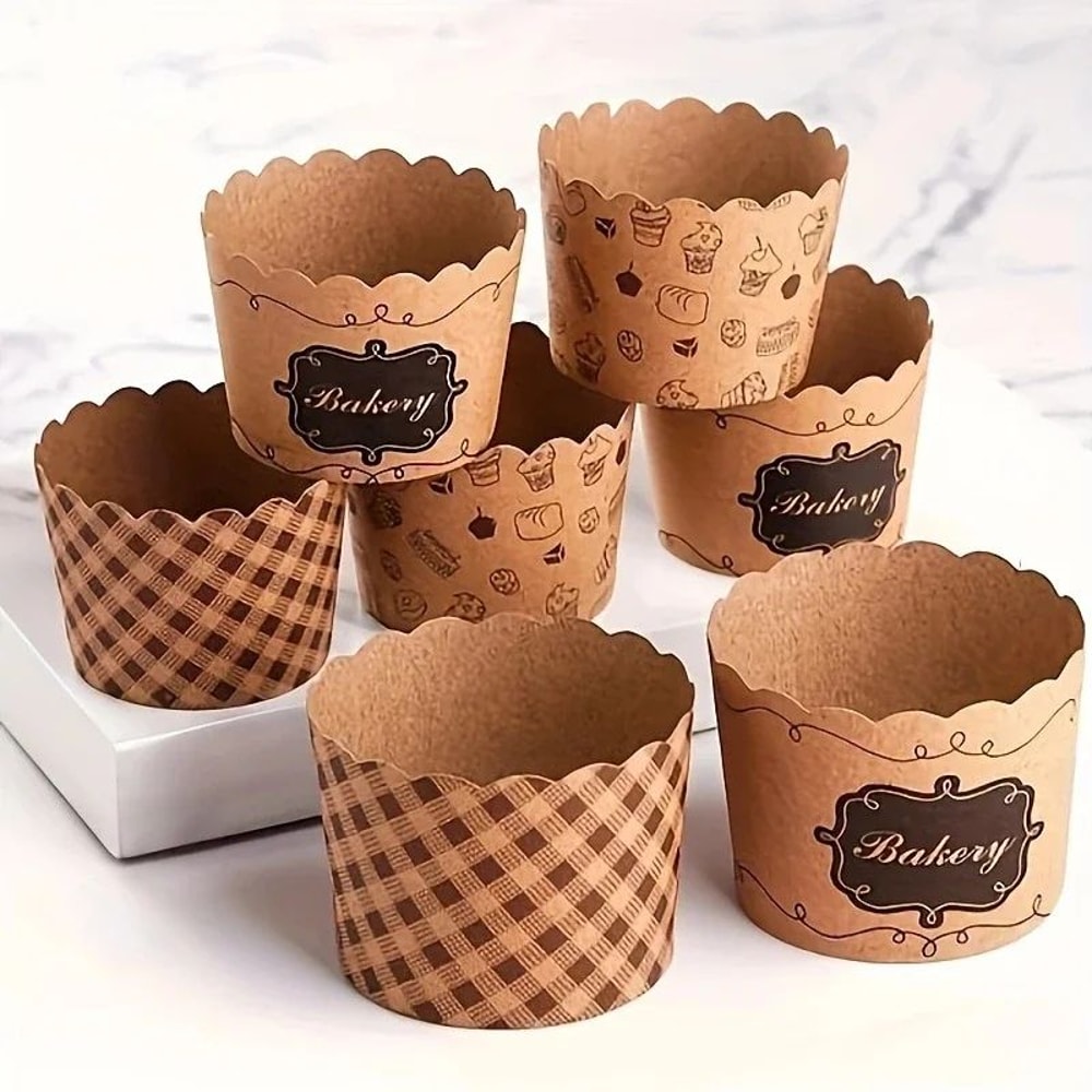 Heat Resistant Kraft Paper Muffin Cups Baking Liners 50pcs 3
