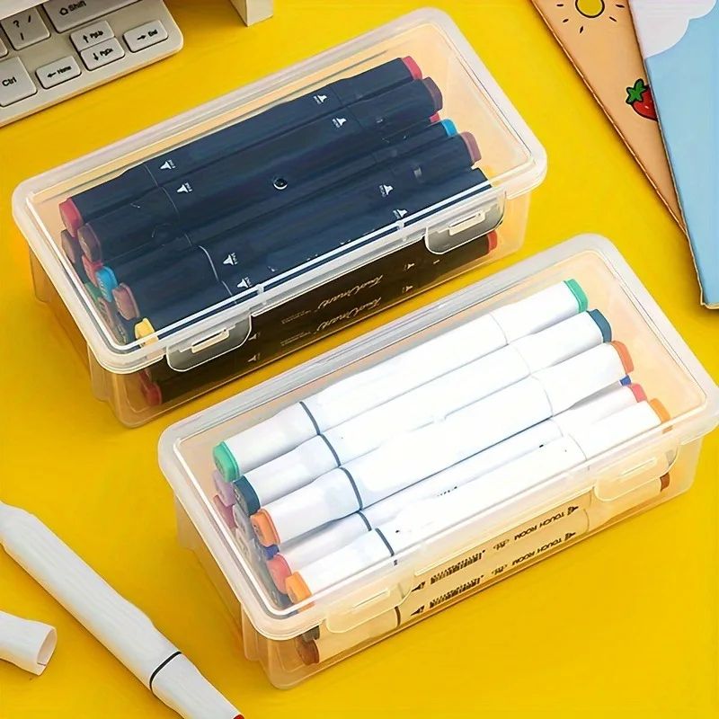 Transparent Pencil Box Organizer Large Capacity Storage Case Set 3
