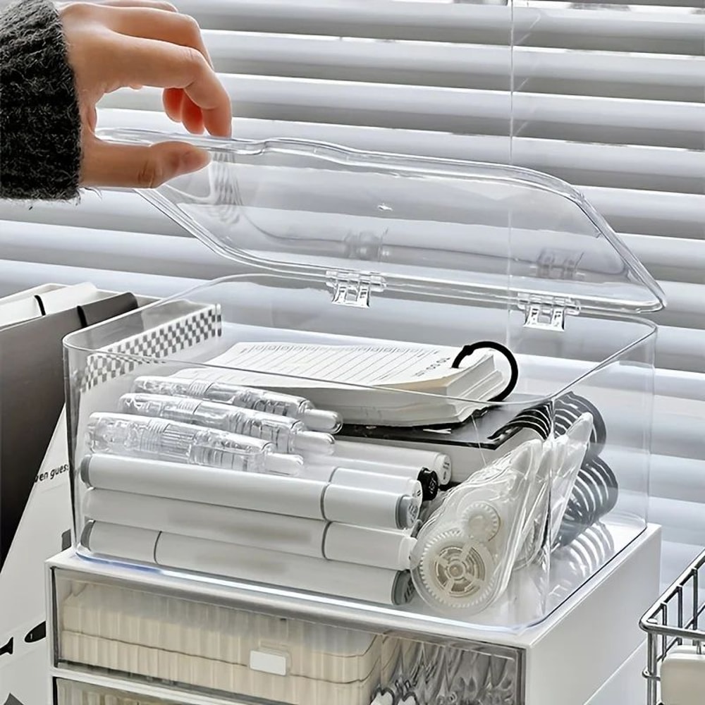 Clear Acrylic Storage Organizer Box With Clamshell Lid 2