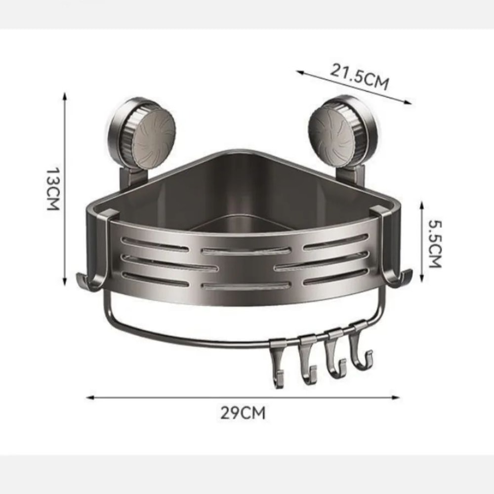Corner Suction Cup Bathroom Shelf No Drill Storage Basket 7