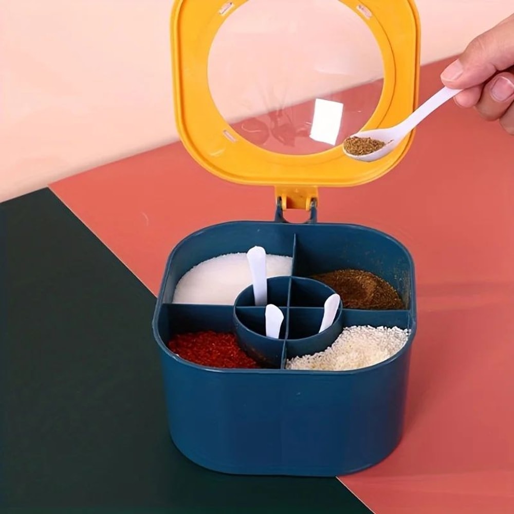 4 In 1 Seasoning Box With Lid And Spoons Large Capacity 6
