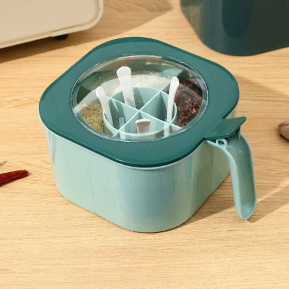 4 In 1 Seasoning Box With Lid And Spoons Large Capacity 10
