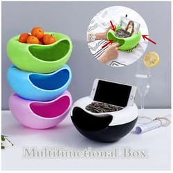 double layer snack bowl with shell storage container