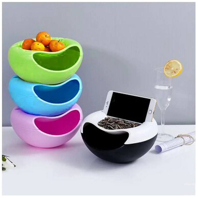 Double Layer Snack Bowl With Shell Storage Container 3