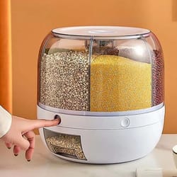 360 rotating grain dispenser 6 grid rice storage container