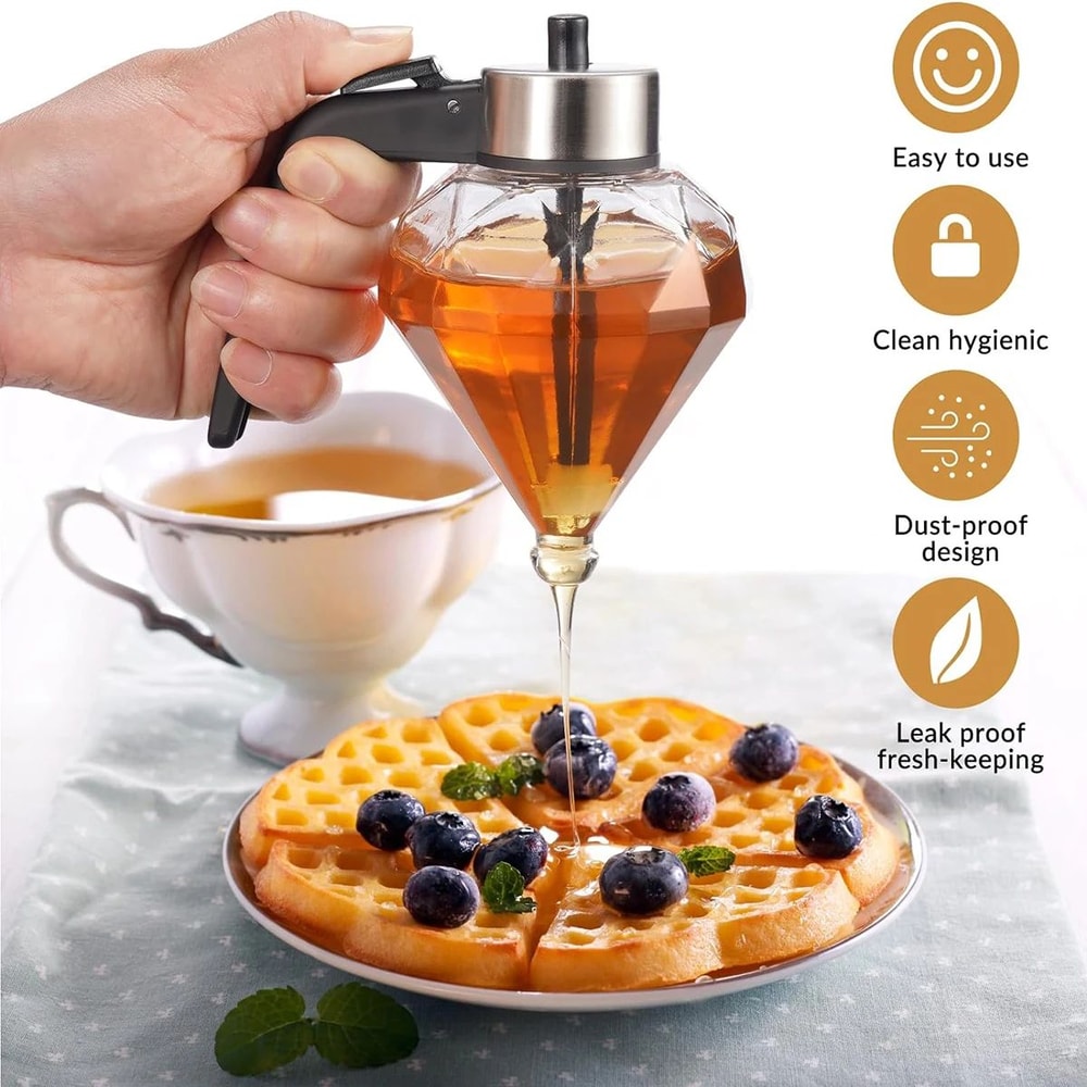 Diamond Glass Honey Dispenser With Stand 200ml Sauce Bottle 7