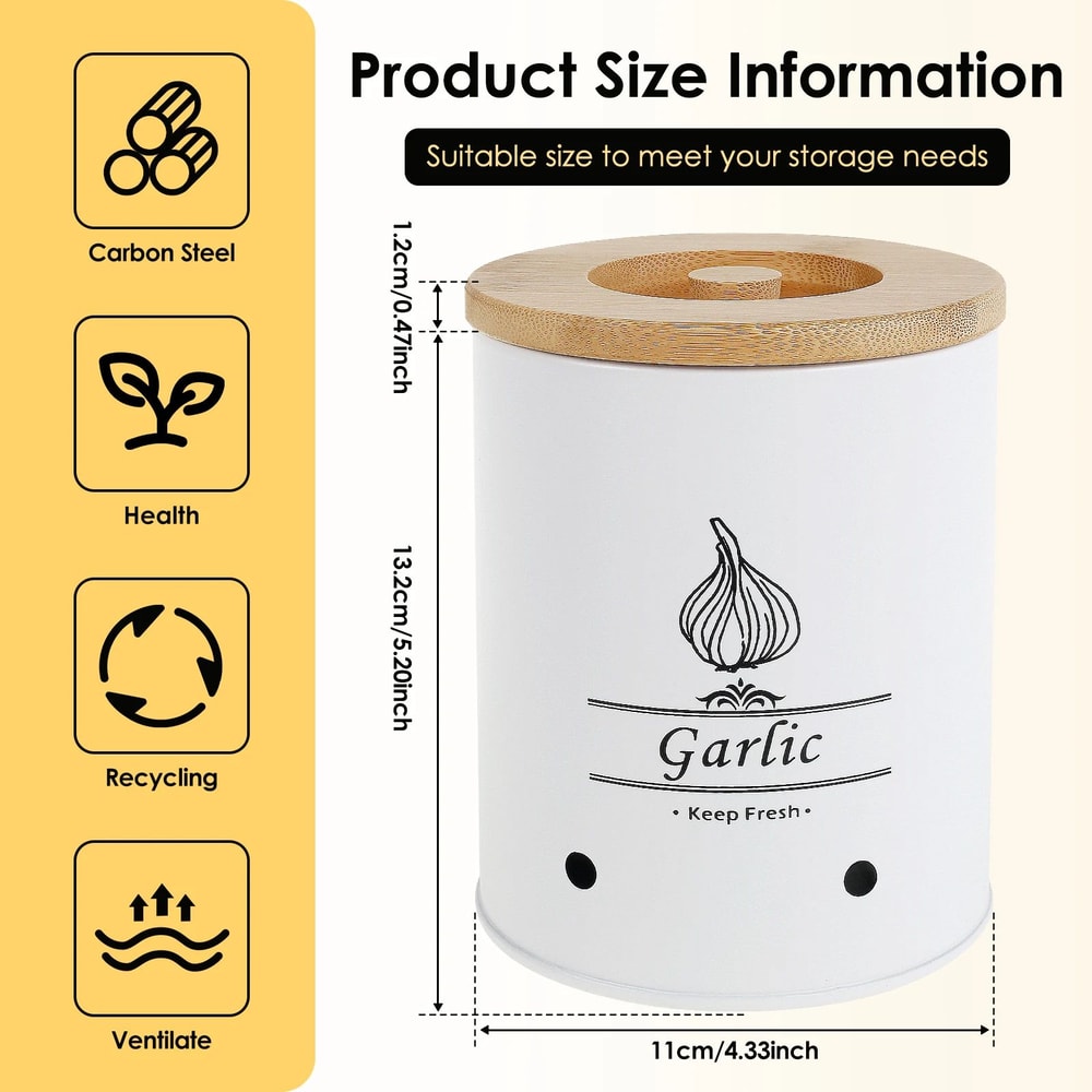 Garlic Storage Jar With Wooden Lid Ventilated Food Container 5