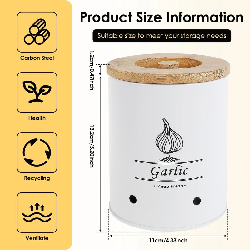 Garlic Storage Jar With Wooden Lid Ventilated Food Container 5
