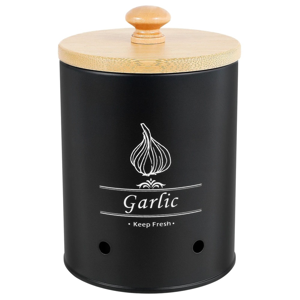 Garlic Storage Jar With Wooden Lid Ventilated Food Container 12