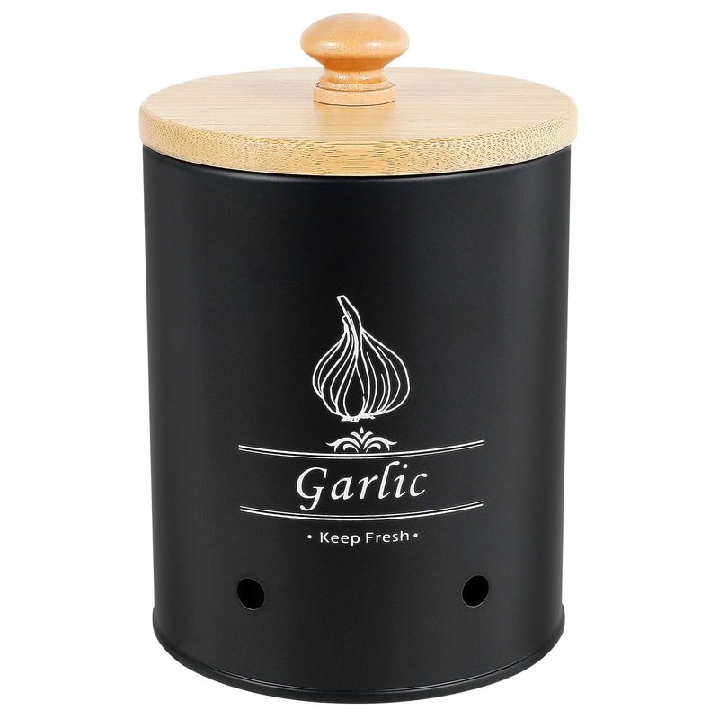 Garlic Storage Jar With Wooden Lid Ventilated Food Container 12