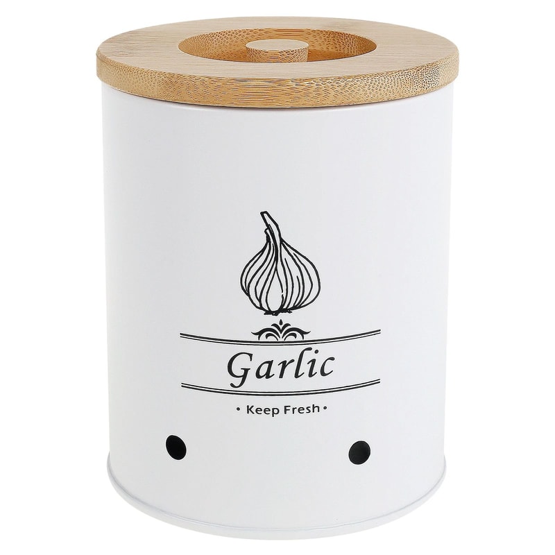 Garlic Storage Jar With Wooden Lid Ventilated Food Container 13