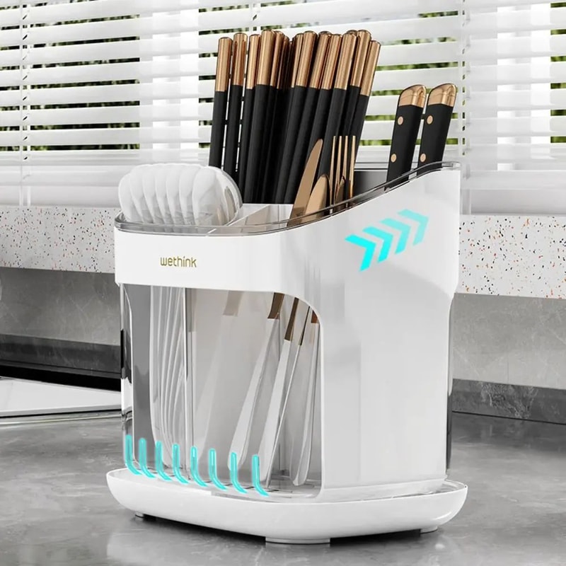 Chopstick Holder With Drain Tray Detachable Kitchen Organizer 2