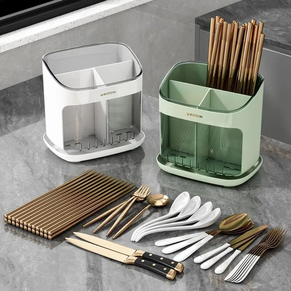 Chopstick Holder With Drain Tray Detachable Kitchen Organizer 8