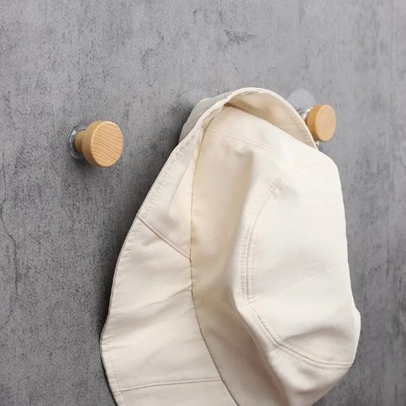 Wooden Wall Hooks Geometric Coat Hanger Punch Free 3