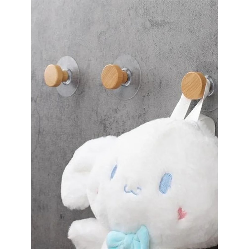 Wooden Wall Hooks Geometric Coat Hanger Punch Free 6