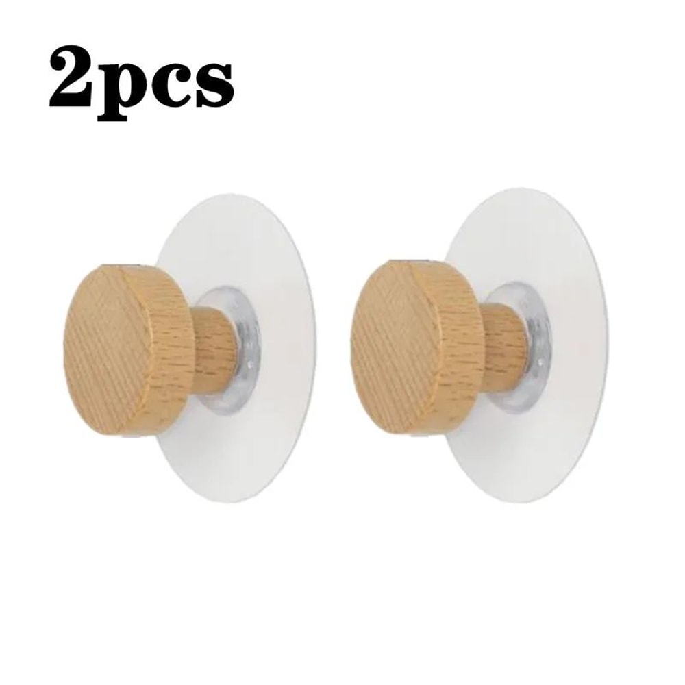 Wooden Wall Hooks Geometric Coat Hanger Punch Free 11