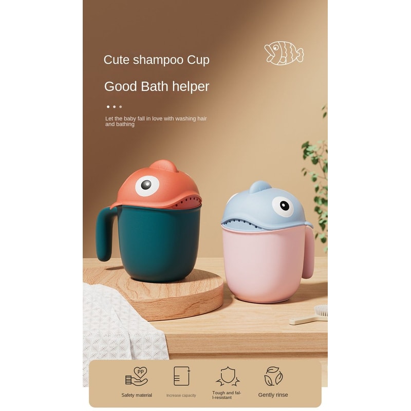Baby Bath Rinse Cup Cute Shark Shower Water Scoop 6