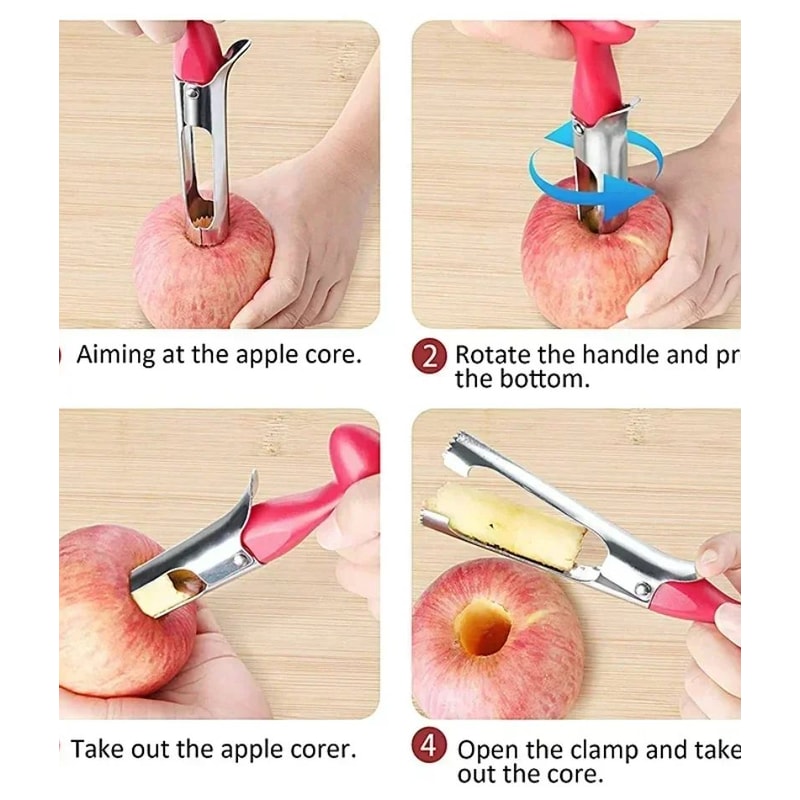 Stainless Steel Apple Corer Tool Fruit Seed Remover 3