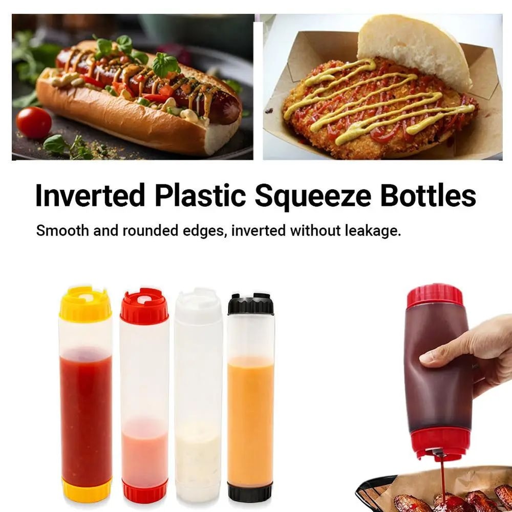 Dual Head Squeeze Sauce Bottle Leakproof Hanging Dispenser 1
