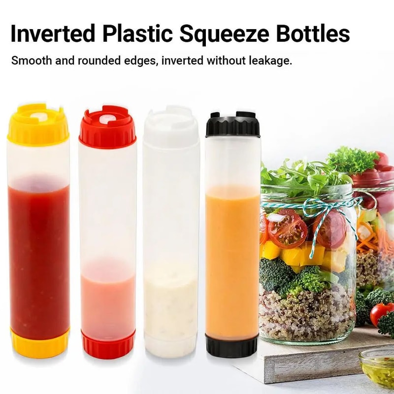 Dual Head Squeeze Sauce Bottle Leakproof Hanging Dispenser 6