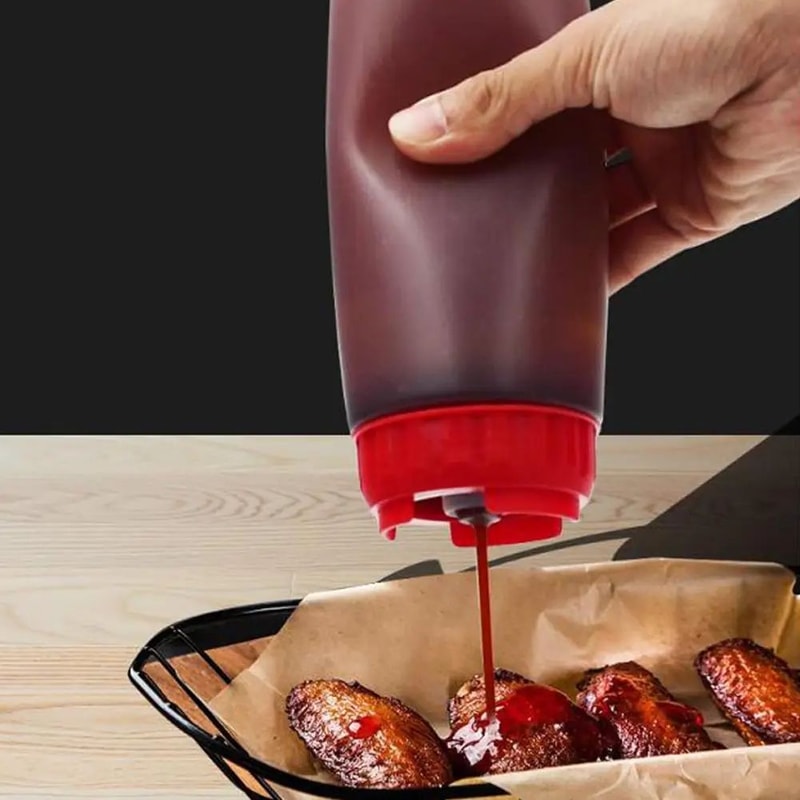 Dual Head Squeeze Sauce Bottle Leakproof Hanging Dispenser 9
