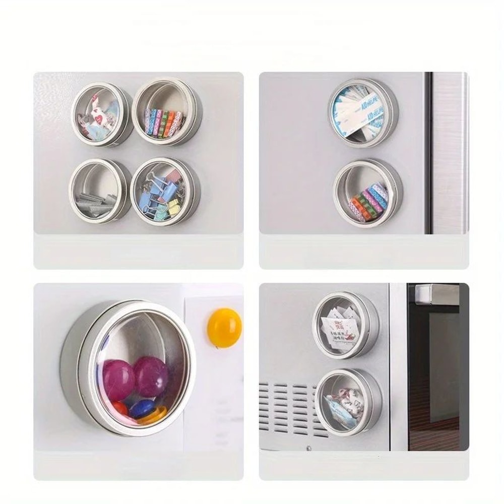 Magnetic Spice Storage Box With Transparent Lid Fridge Organizer 2