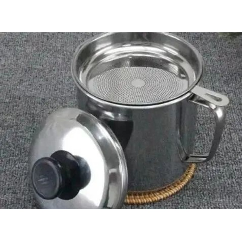 Bacon Grease Container With Strainer Kitchen Oil Storage Can 6