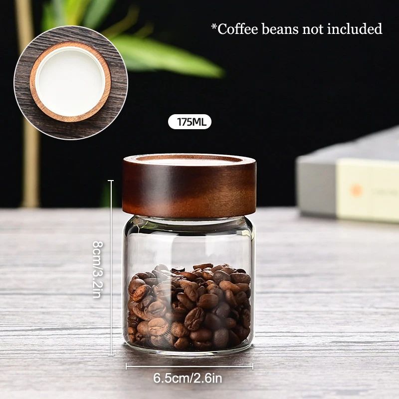 Airtight Glass Storage Jar With Wooden Lid Coffee Bean Container 7