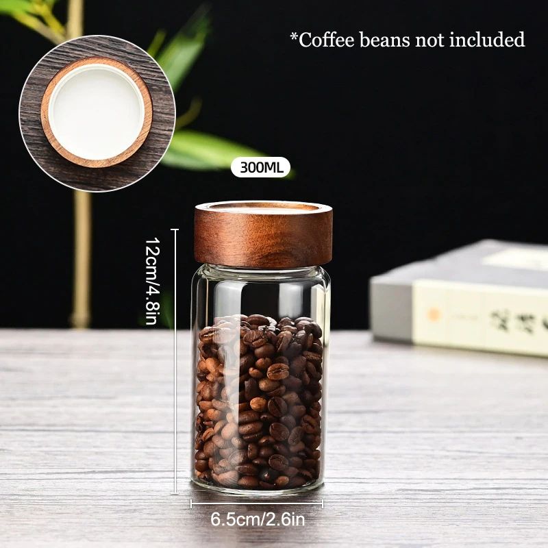 Airtight Glass Storage Jar With Wooden Lid Coffee Bean Container 9