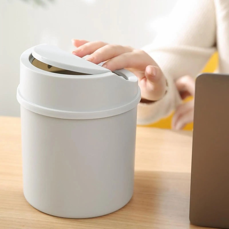 Mini Desktop Trash Can With Lid For Tabletop Use 5