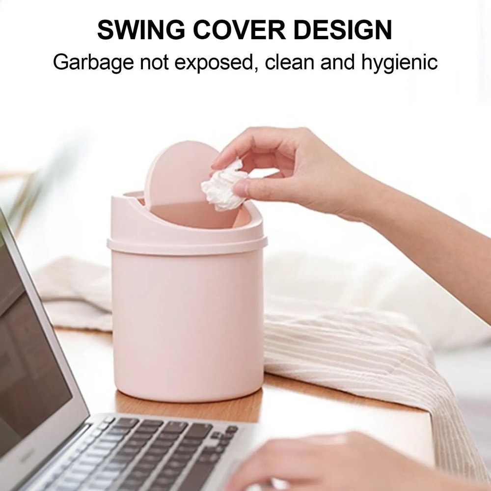 Mini Desktop Trash Can With Lid For Tabletop Use 7