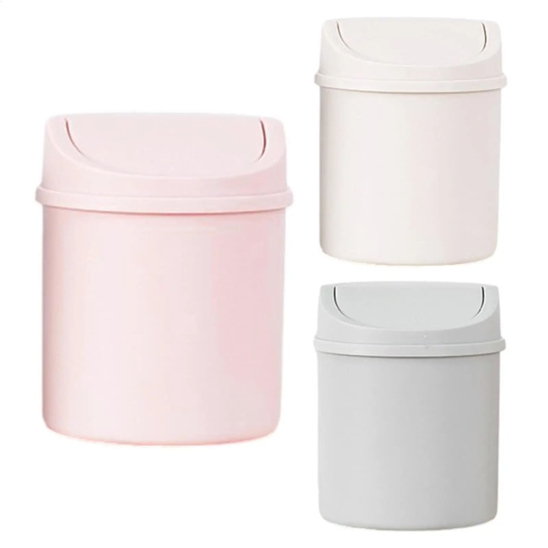 Mini Desktop Trash Can With Lid For Tabletop Use 9