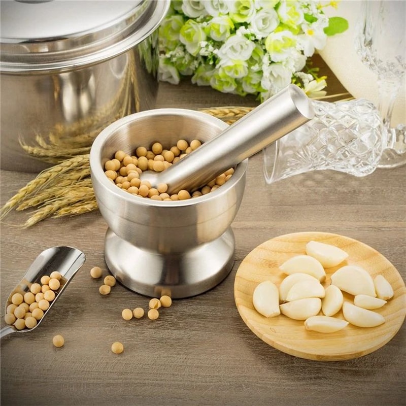 Stainless Steel Mortar And Pestle Spice Grinder Set 10