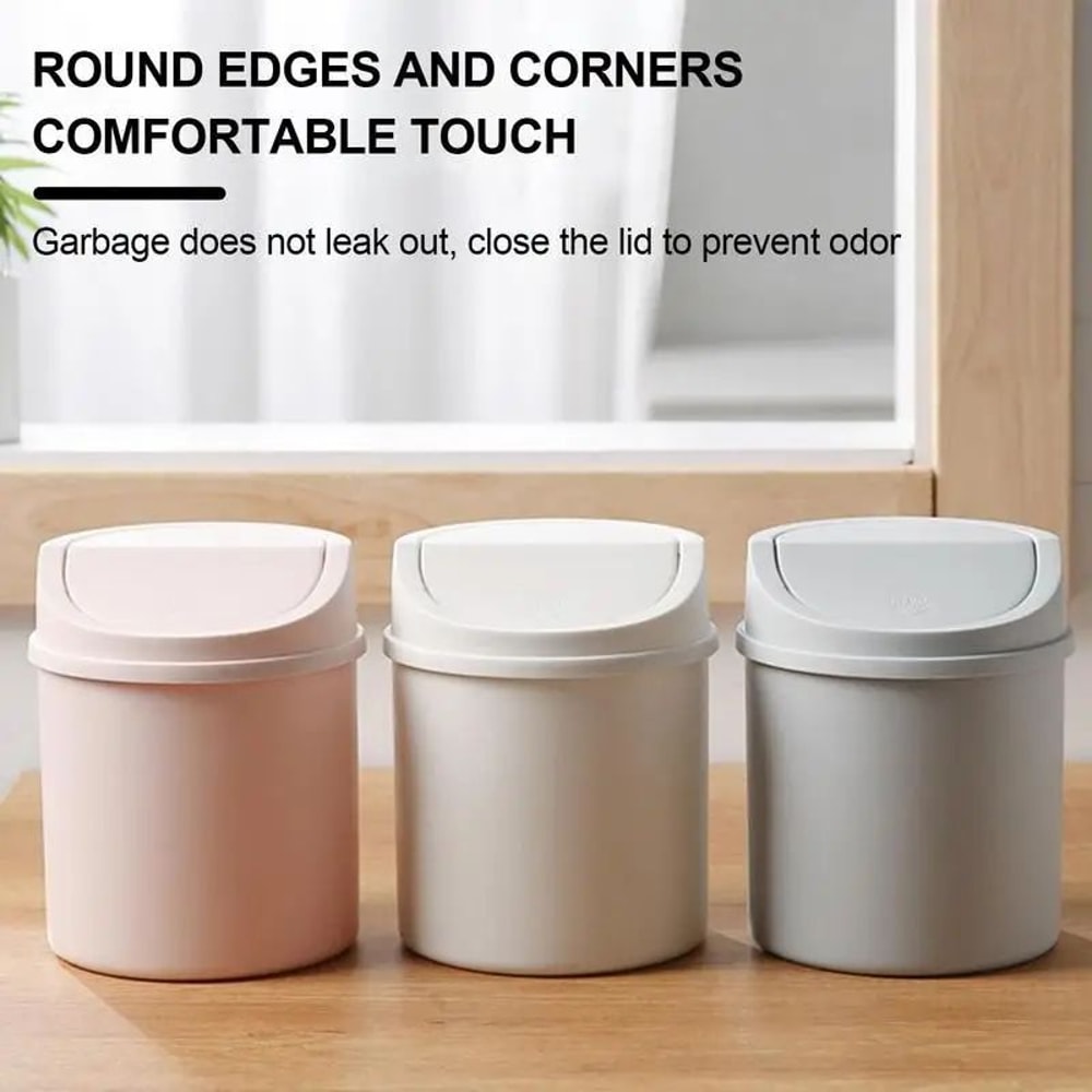 Mini Desktop Trash Can With Cover For Home And Office 4