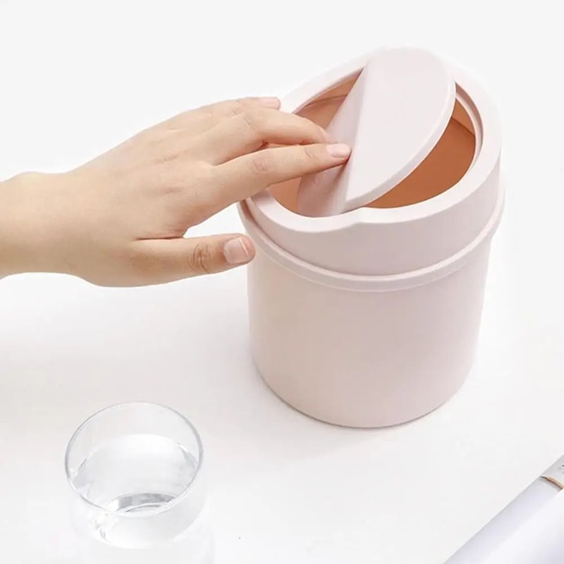 Mini Desktop Trash Can With Cover For Home And Office 8