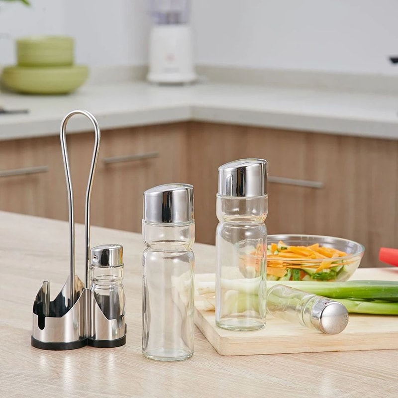 4 In 1 Seasoning Bottle Set With Rack And Dispensers 1