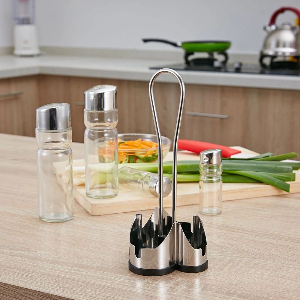 4 In 1 Seasoning Bottle Set With Rack And Dispensers 13