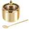 Stainless Steel Sugar Jar With Glass Lid And Spoon 0