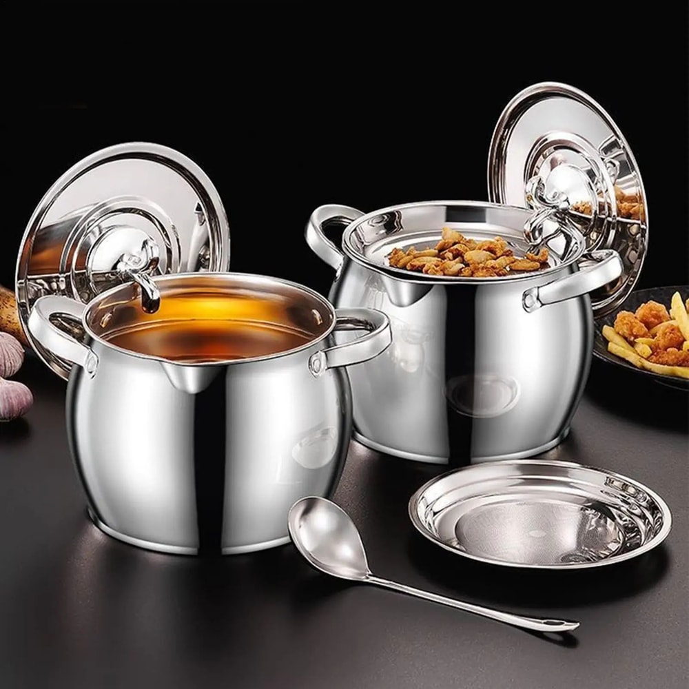 Stainless Steel Grease Container With Strainer Lid 3