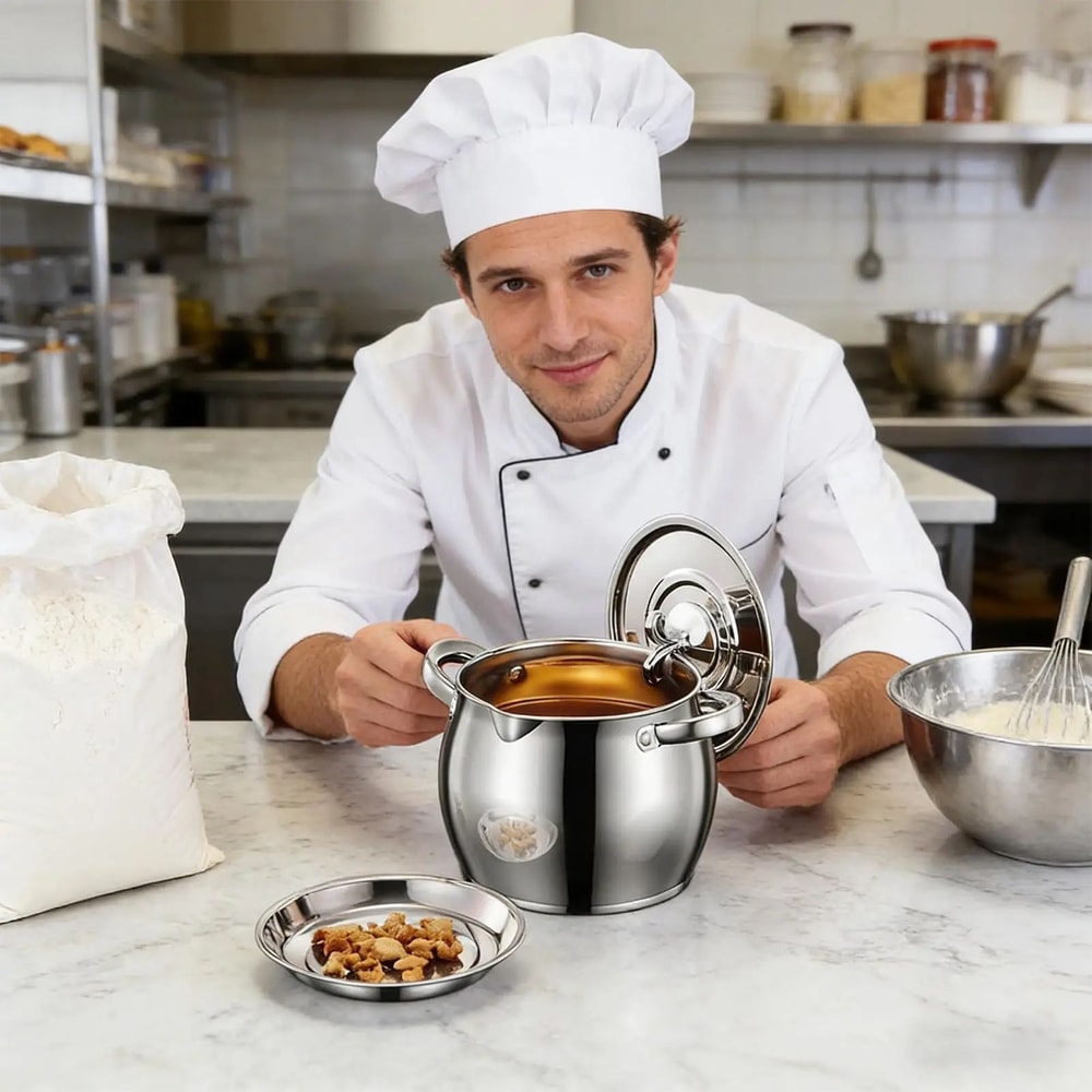 Stainless Steel Grease Container With Strainer Lid 16