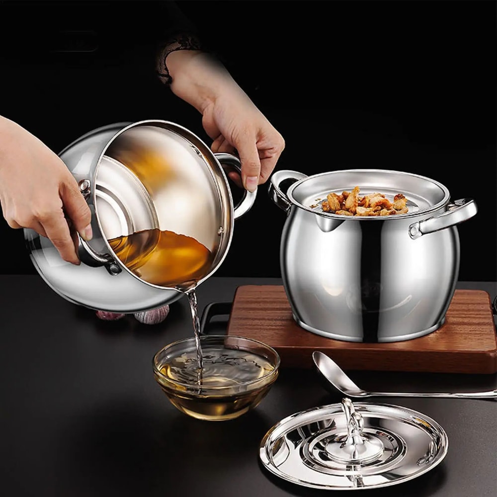 Stainless Steel Grease Container With Strainer Lid 18