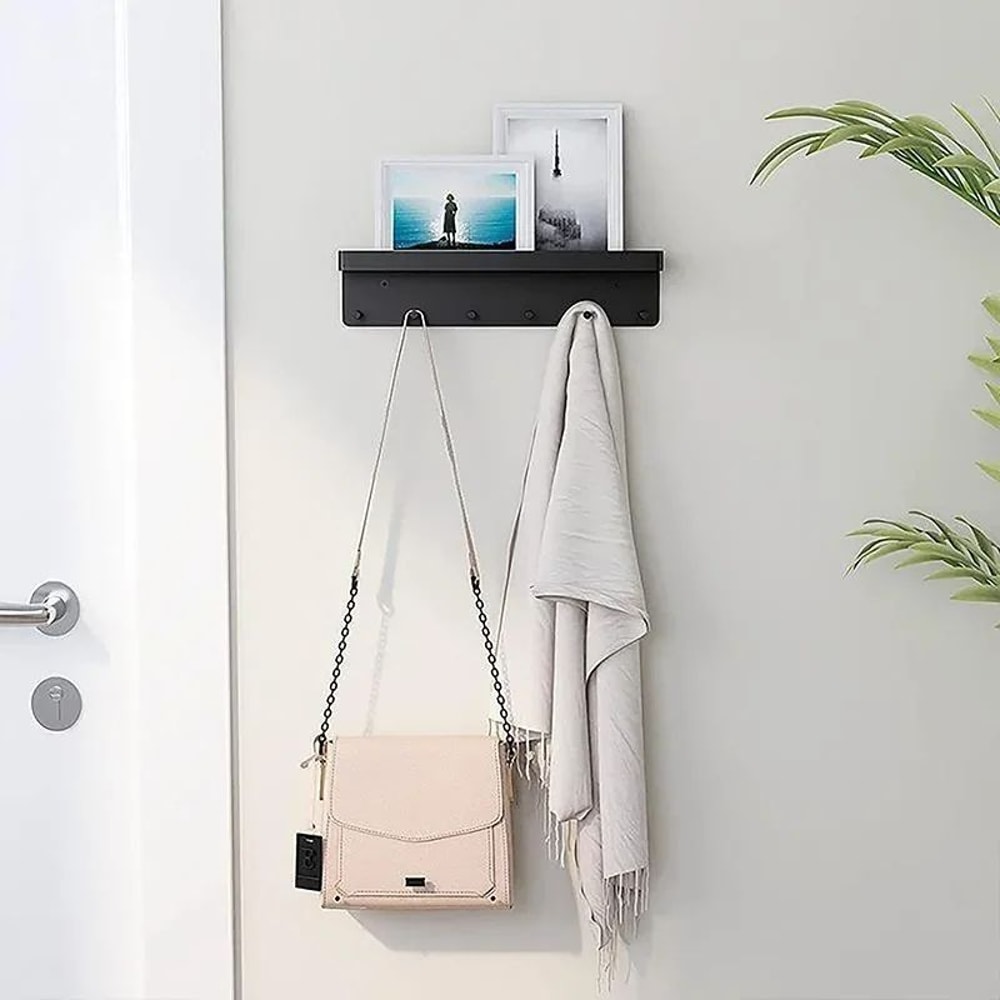 Wall Mounted Key Holder With Shelf And 6 Hooks 5