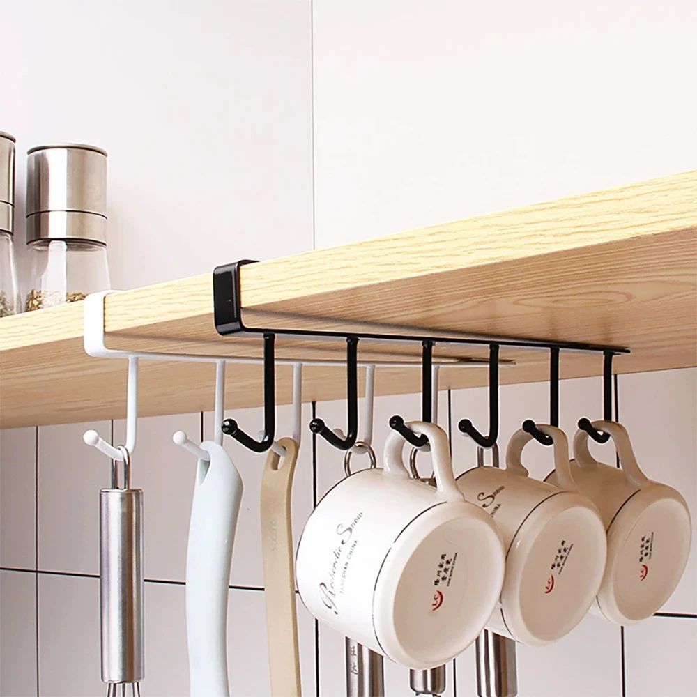 6 Hook Coffee Mug Holder Shelf Kitchen Organizer 0