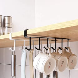 6 hook coffee mug holder shelf kitchen organizer