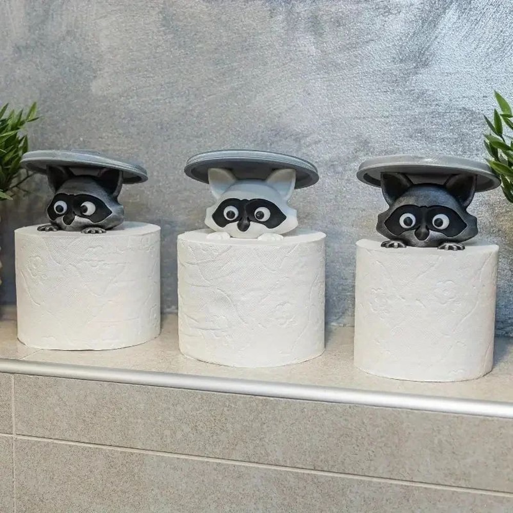 3D Printed Raccoon Toilet Paper Holder With Lid 1