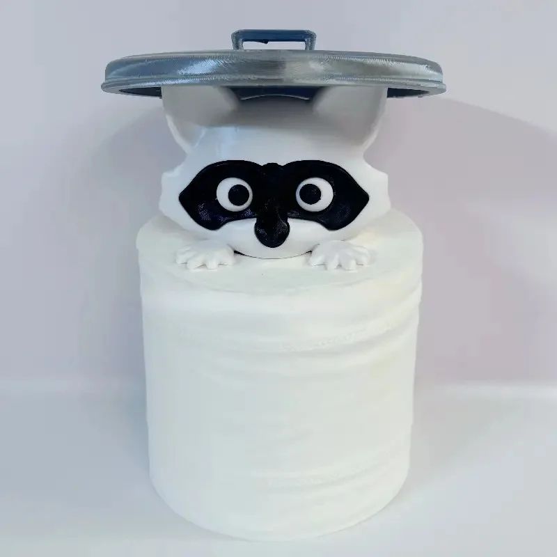 3D Printed Raccoon Toilet Paper Holder With Lid 8